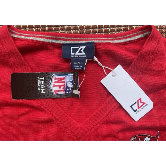 Tampa Bay Buccaneers Cutter & Buck Crew Neck Sweater Vest Red Size XL NFL - Picture 3 of 8